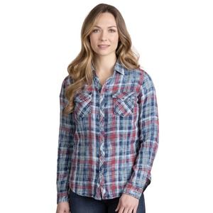 Ryan Michael Plaid Cotton Shirt Contrast Plaid Convertible Sleeves
